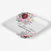 Assiettes En Carton Elegant Calligraphy Peonies Funeral  (Angulaire)