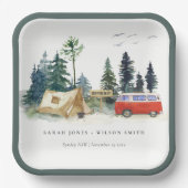 Assiettes En Carton Élégant Camping Aquarelle Pine Mariage (Recto)