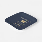 Assiettes En Carton Élégant Casquette Bleu Gold Graduation Party (Angulaire)