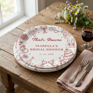Assiettes En Carton Élégant C'est l'Amour Enterrement de Vie de Jeune