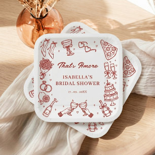 Assiettes En Carton Élégant C'est l'Amour Pizza de Fiançailles Italien