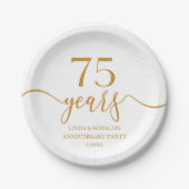 Assiettes En Carton Élégant Champagne 75e anniversaire de Mariage (Devant)