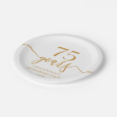 Assiettes En Carton Élégant Champagne 75e anniversaire de Mariage (Angle)