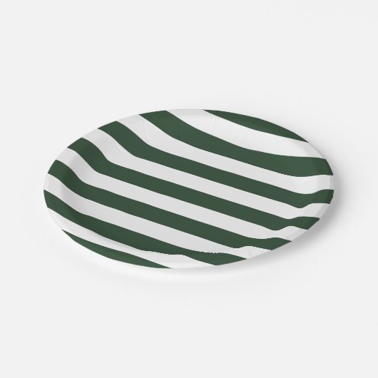 Assiettes En Carton Elégant chasseur Motif rayé vert et blanc (Angle)