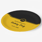 Assiettes En Carton Elégant Chic Black And Gold tendance 20e anniversa (Angle)