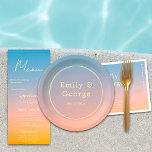 Assiettes En Carton Elegant Chic Blue Orange Modern Classy Wedding<br><div class="desc">These elegant wedding paper plates are perfect for a modern wedding. The romantic minimalist design features an Elegant Chic Blue Orange Modern Classy Wedding Paper Plates</div>