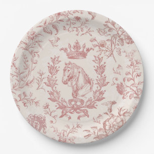 Assiettes En Carton Élégant chic élégant Rose beige Equestrio Toile