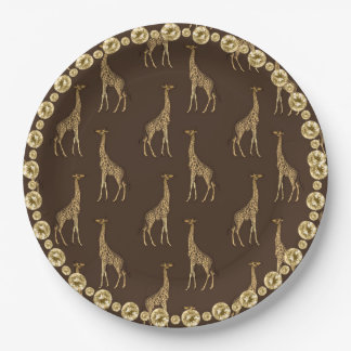 Assiettes En Carton Elégant Chic Giraffe Stylish or Rhinestone Glam