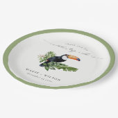 Assiettes En Carton Élégant Chic Tropical Rainforest Mariage Toucan (Angle)