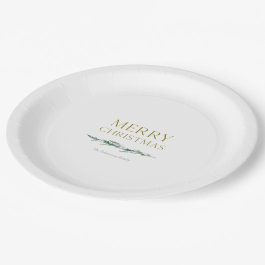 Assiettes En Carton Elegant Christmas Evergreen Personalized (Angle)