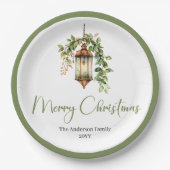 Assiettes En Carton Elegant Christmas Lantern with Boho Florals Plate (Devant)