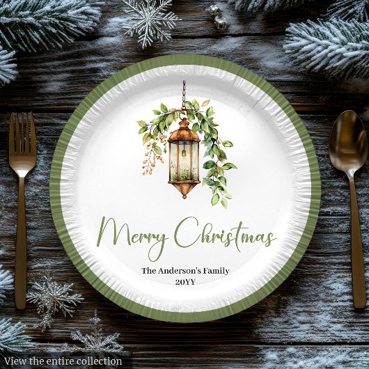 Assiettes En Carton Elegant Christmas Lantern with Boho Florals Plate