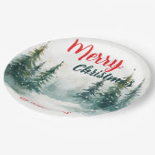 Assiettes En Carton Elegant Christmas Xmas winter pine tree forest Hol (Angle)