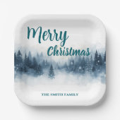Assiettes En Carton Elegant Christmas Xmas winter pine tree forest Hol (Recto)