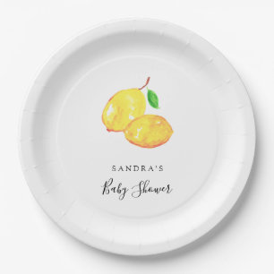 Assiettes En Carton Élégant citron thème Baby shower minimaliste moder