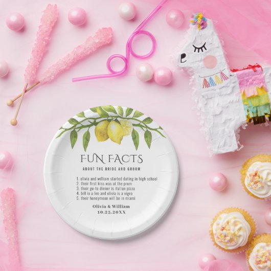 Assiettes En Carton Élégant citrons verdure Fun Faits Mariage (Fête)