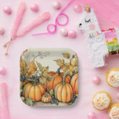Assiettes En Carton Élégant Citrouille d'automne (Fête)