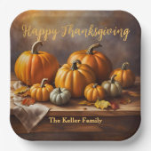 Assiettes En Carton Élégant Citrouille de récolte Thanksgiving Dîner (Recto)