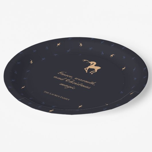 Assiettes En Carton Elegant classic dark blue paper plate (Angle)