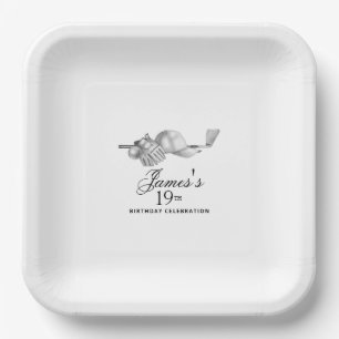 Assiettes En Carton Elégant Classic Golf 19e Anniversaire Fête Personn