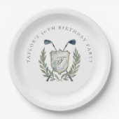 Assiettes En Carton Elegant Classic Monogram Golf Crest Birthday Party (Devant)