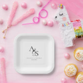 Assiettes En Carton Élégant, Classique, Monogramme, Mariage (Fête)