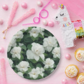 Assiettes En Carton Élégant classique vert botanique blanc floral (Fête)