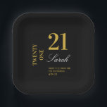 Assiettes En Carton Élégant cocktail Black & Gold 21st Birthday Party<br><div class="desc">Elégant Gold & Black 21e Anniversaire de la fête de Cocktail Plaques</div>