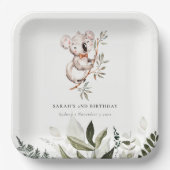 Assiettes En Carton Élégant Couché Sleepy Koala Foliage N'importe quel (Recto)