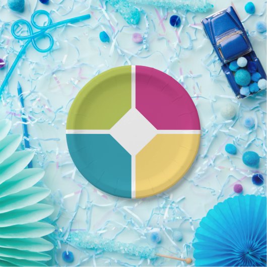 Assiettes En Carton Élégant COULEURS ÉTÉ Quadrants en option Monogramm (Fête)