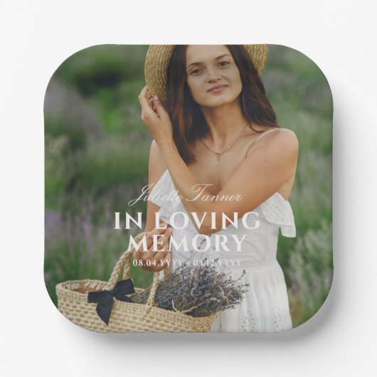 Assiettes En Carton Élégant dans la mémoire aimée Photo Funérailles co (Recto)