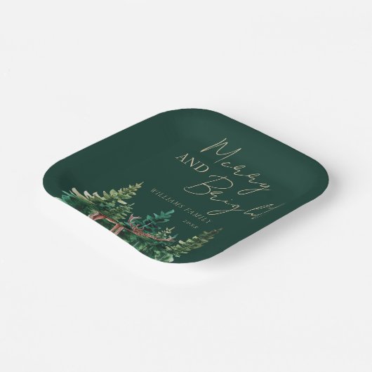 Assiettes En Carton Elegant Deer Noël Nom de famille (Angulaire)