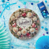 Assiettes En Carton Elégant design de Saint Valentin avec Rose (Fête)