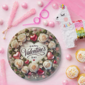 Assiettes En Carton Elégant design de Saint Valentin avec Rose (Fête)