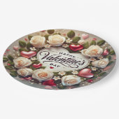 Assiettes En Carton Elégant design de Saint Valentin avec Rose (Angle)