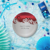 Assiettes En Carton Elégant design Mariage rouge et argent (Fête)