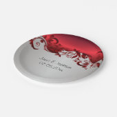 Assiettes En Carton Elégant design Mariage rouge et argent (Angle)