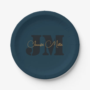 Assiettes En Carton Élégant design minimaliste en denim bleu foncé mon