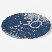 Assiettes En Carton Elégant Diamonds & Denim 30e fête d'anniversaire (Angle)