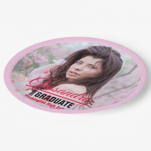 Assiettes En Carton Élégant Diplômé Photo personnalisée (Angle)