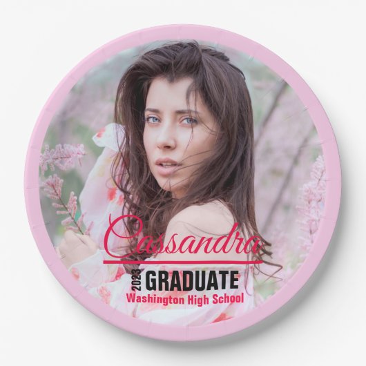 Assiettes En Carton Élégant Diplômé Photo personnalisée (Devant)
