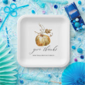 Assiettes En Carton Elégant Donner Merci Aquarelle Citrouille Thanksgi (Fête)