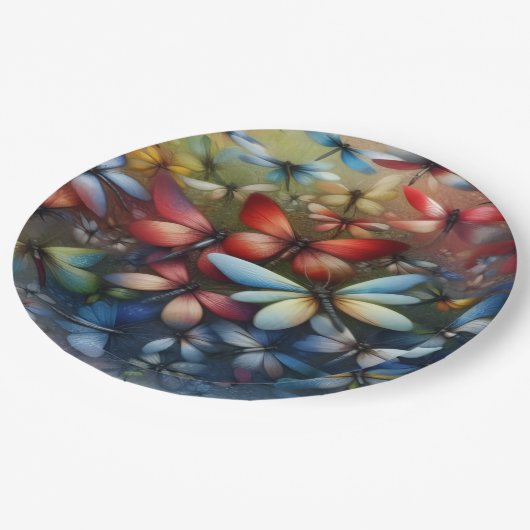 Assiettes En Carton Elegant Dragonflies (Angle)