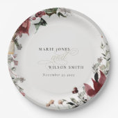 Assiettes En Carton Élégant Dusky Chaud Winter Festiage Mariage Foliag (Devant)