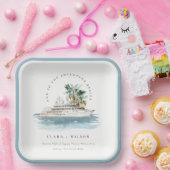 Assiettes En Carton Elégant Dusky Cruise Ship Palm Mariage marin (Fête)
