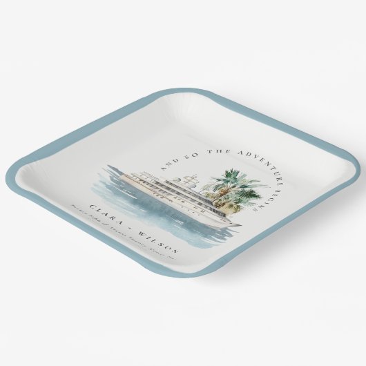 Assiettes En Carton Elégant Dusky Cruise Ship Palm Mariage marin (Angulaire)