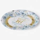 Assiettes En Carton Élégant Dusty Bleu Doux 16 Plaques de Parties scin (Angle)