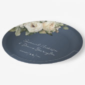 Assiettes En Carton Elégant Dusty Blue Boho Rose Mariage (Angle)