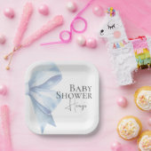 Assiettes En Carton Elégant Dusty Blue Bow Aquarelle Baby shower Garço (Fête)