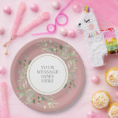 Assiettes En Carton Elégant Dusty Rose Gold Green personnalisé (Fête)